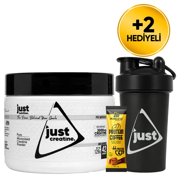 Just Nutrition Creatine Monohydrate Kreatin 126 Gr 42 Servis + Shaker + Protein Kahve Hediyeli ürün görseli 1