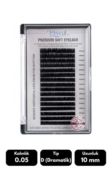 Misyul 0.05D Dramatik Kıvrım 10 mm Soft Eyelash Takma Kirpik 16'lı ürün görseli 1