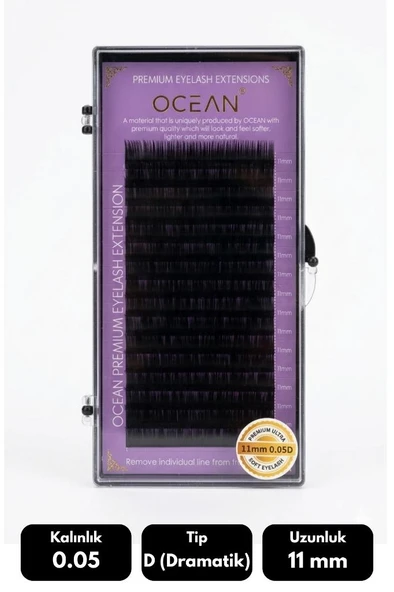 Ocean 0.05D Dramatik Kıvrım 11 mm Soft Eyelash Takma Kirpik 16'lı ürün görseli 1