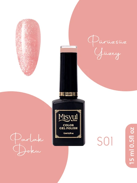 Misyul UV Led Kalıcı Oje Nail Art 15 ml Simli Seri S01 ürün görseli 1