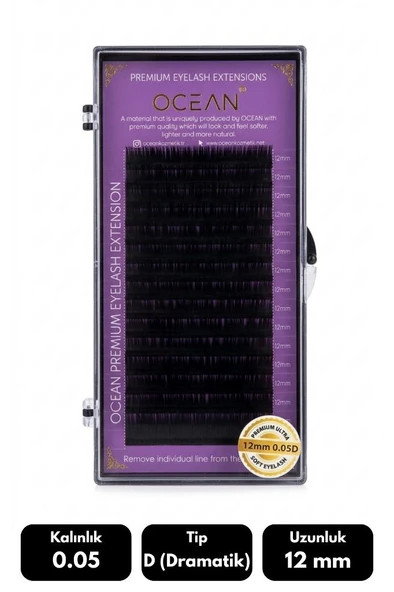 Ocean 0.05D Dramatik Kıvrım 12 mm Soft Eyelash Takma Kirpik 16'lı ürün görseli 1