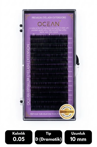 Ocean 0.05D Dramatik Kıvrım 10 mm Soft Eyelash Takma Kirpik 16'lı ürün görseli 1