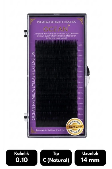 Ocean 0.10C Natural Kıvrım 14 mm Soft Eyelash Takma Kirpik 16'lı ürün görseli 1