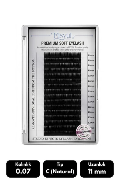 Misyul 0.07C Natural Kıvrım 11 mm Soft Eyelash Takma Kirpik 16'lı ürün görseli 1