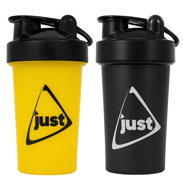 Just Shaker 550 ML Ölçekli ve Sızdırmaz Kapaklı Protein Shaker 2'li Set (Sarı+Siyah) ürün görseli 1