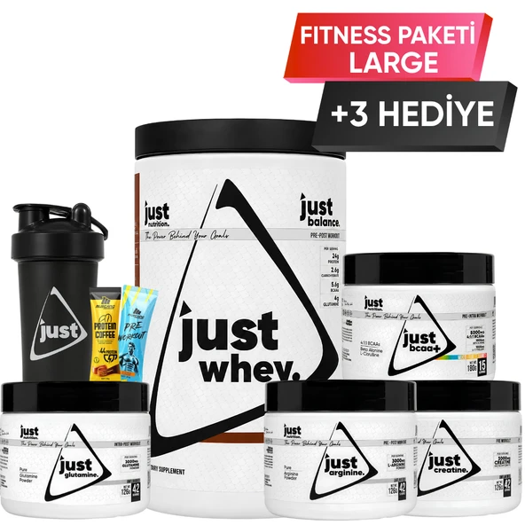 Just Nutrition Fitness Paketi - Large + 3 Hediye (Protein Tozu + Bcaa + Glutamin + Arjinin + Kreatin) ürün görseli 1
