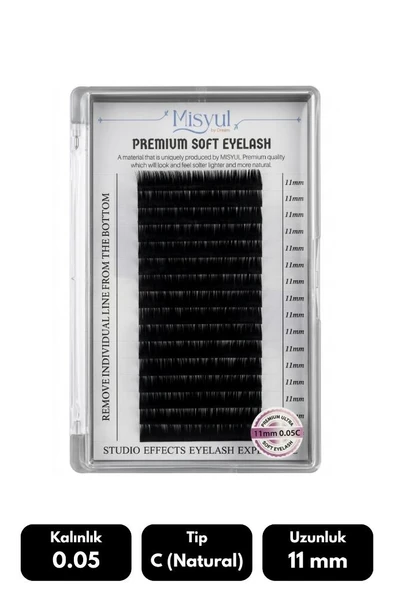 Misyul 0.05C Natural Kıvrım 11 mm Soft Eyelash Takma Kirpik 16'lı ürün görseli 1