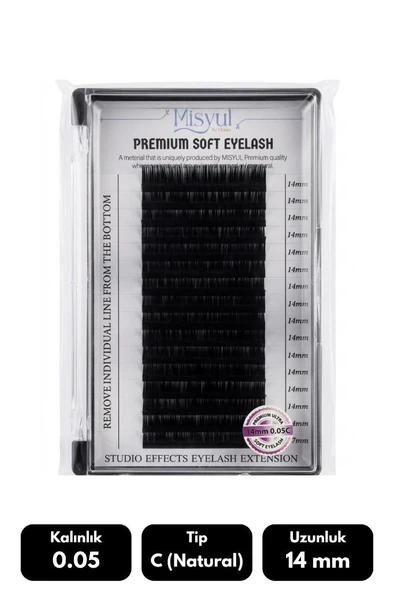 Misyul 0.05C Natural Kıvrım 14 mm Soft Eyelash Takma Kirpik 16'lı ürün görseli 1