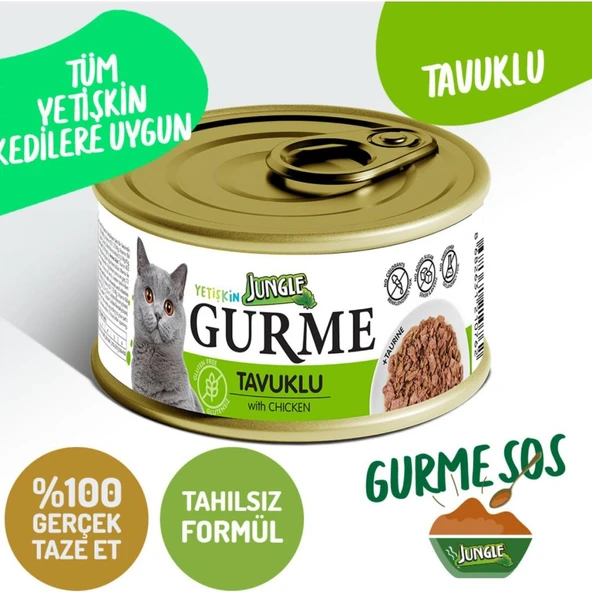 Jungle Gurme 85 g 1 Adet Yetişkin Tavuklu Kedi Konserve Mama Skt:11/2028 ürün görseli 1