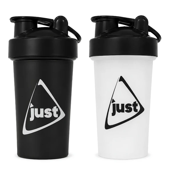 Just Shaker 550 ML Ölçekli ve Sızdırmaz Kapaklı Protein Shaker 2'li Set (Siyah+Şeffaf) ürün görseli 1