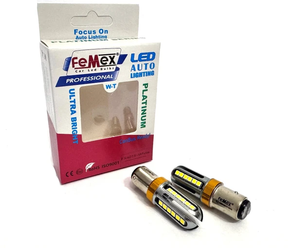 Femex Platinum P21W Beyaz NoN Direction 1157 BAY15D Çit Duy Led Ampul 3030Chip 24smd ürün görseli 1
