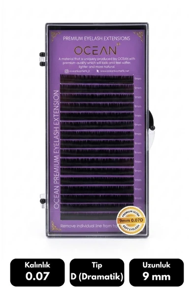 Ocean 0.07D Dramatik Kıvrım 9 mm Soft Eyelash Takma Kirpik 16'lı ürün görseli 1