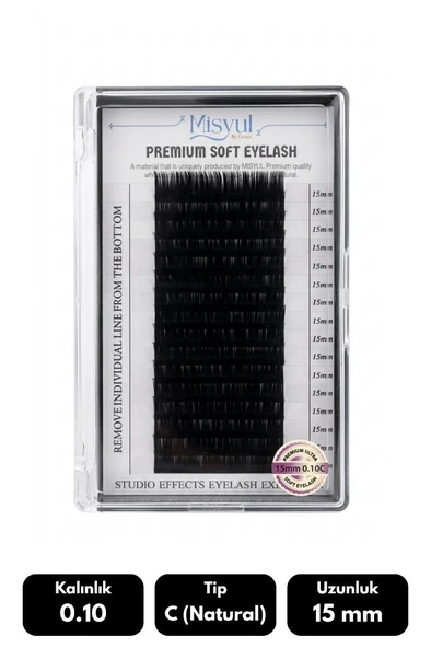 Misyul 0.10C Natural Kıvrım 15 mm Soft Eyelash Takma Kirpik 16'lı ürün görseli 1