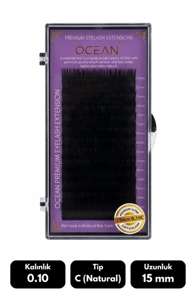 Ocean 0.10C Natural Kıvrım 15 mm Soft Eyelash Takma Kirpik 16'lı ürün görseli 1