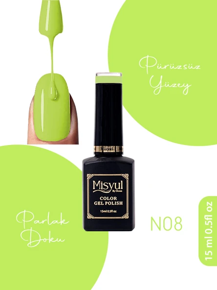 Misyul UV Led Kalıcı Oje Nail Art 15 ml Neon Serisi N08 ürün görseli 1