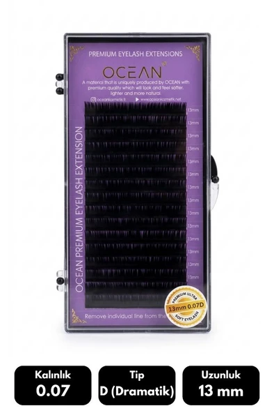 Ocean 0.07D Dramatik Kıvrım 13 mm Soft Eyelash Takma Kirpik 16'lı ürün görseli 1