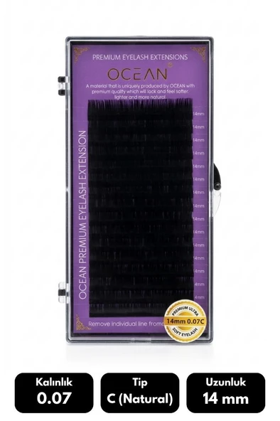 Ocean 0.07C Natural Kıvrım 14 mm Soft Eyelash Takma Kirpik 16'lı ürün görseli 1