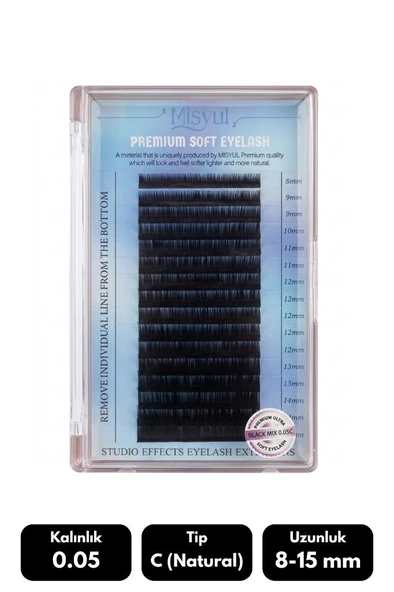 Misyul 0.05C Natural Kıvrım Mix Soft Eyelash Takma Kirpik 8-15 mm 16'lı ürün görseli 1