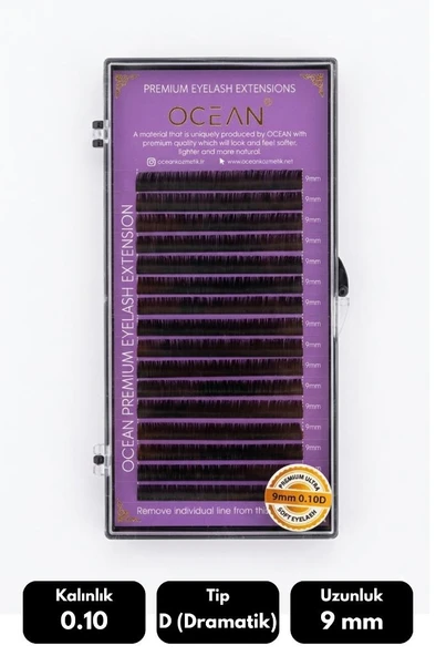 Ocean 0.10D Dramatik Kıvrım 9 mm Soft Eyelash Takma Kirpik 16'lı ürün görseli 1