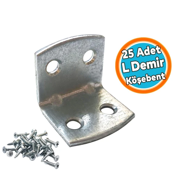 (25 Adet) L Demir Gönye 30x25x25 mm Oval Başlı Sağlam Metal Köşebent Bağlantı Elemanı ürün görseli 1