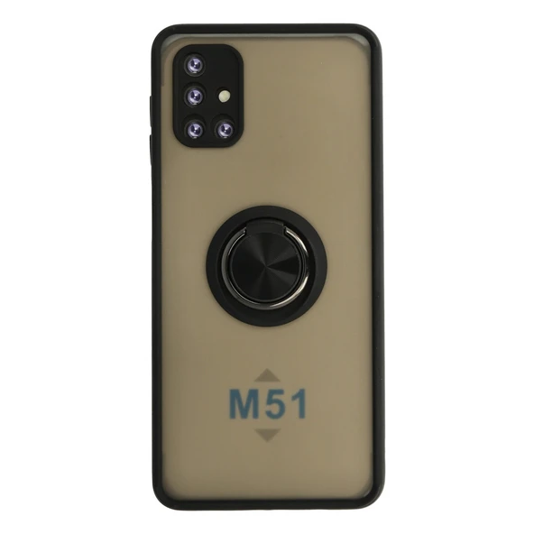 Samsung Galaxy M51 Kılıf Montreal Yüzüklü Silikon Kapak - Siyah ürün görseli 1