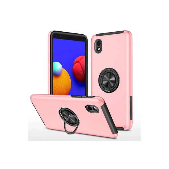 Samsung Galaxy A01 Core Kılıf Elit Yüzüklü Kapak - Pembe ürün görseli 1