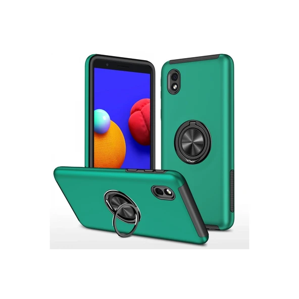 Samsung Galaxy A01 Core Kılıf Elit Yüzüklü Kapak - Yeşil ürün görseli 1