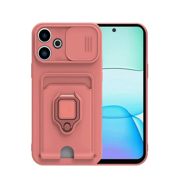 Redmi 13 4g Kılıf Zuma Kartvizitli Yüzüklü Silikon - Pembe ürün görseli 1