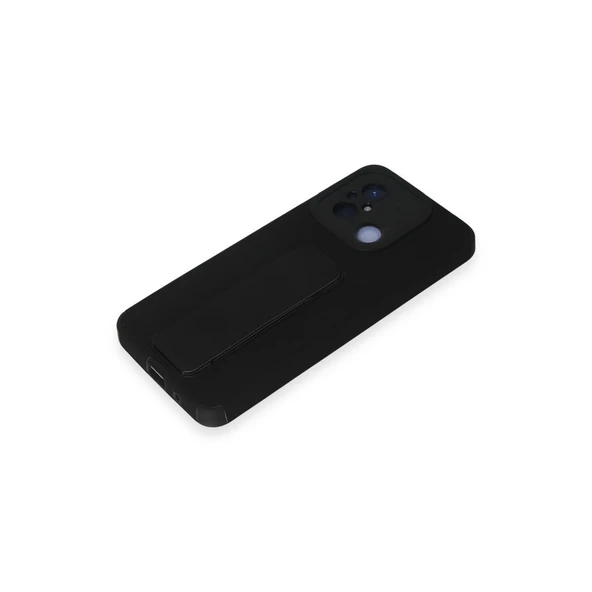 Redmi 12c Kılıf Mega Standlı Silikon - Siyah - Resim 4
