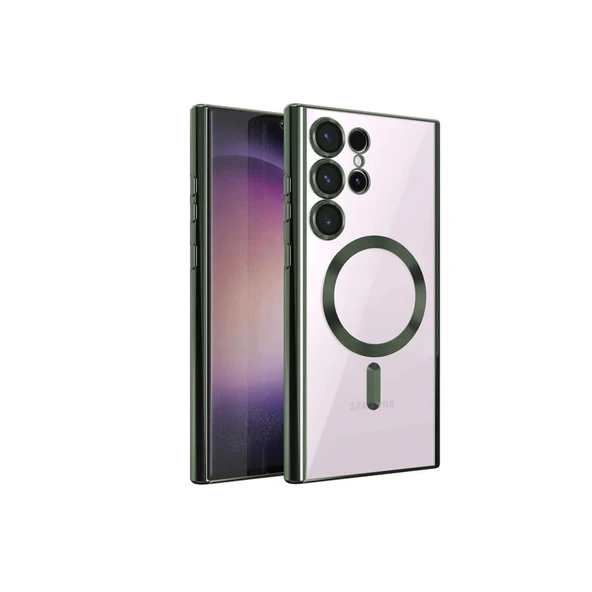 Samsung Galaxy S22 Ultra Kılıf Kross Magneticsafe Kapak - Koyu Yeşil ürün görseli 1