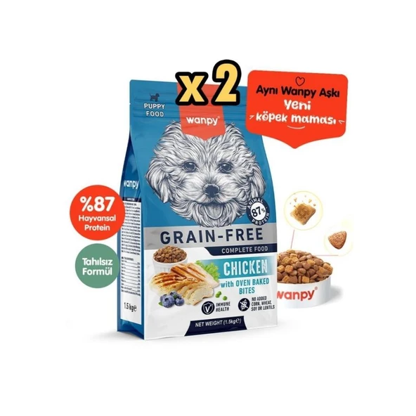 Wanpy Tahılsız Tavuklu Yavru Köpek Maması 1,5 Kg x 2 Adet ürün görseli 1