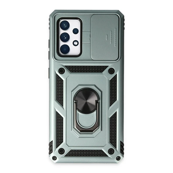 Samsung Galaxy A72 Kılıf Pars Lens Yüzüklü Silikon - Yeşil ürün görseli 1