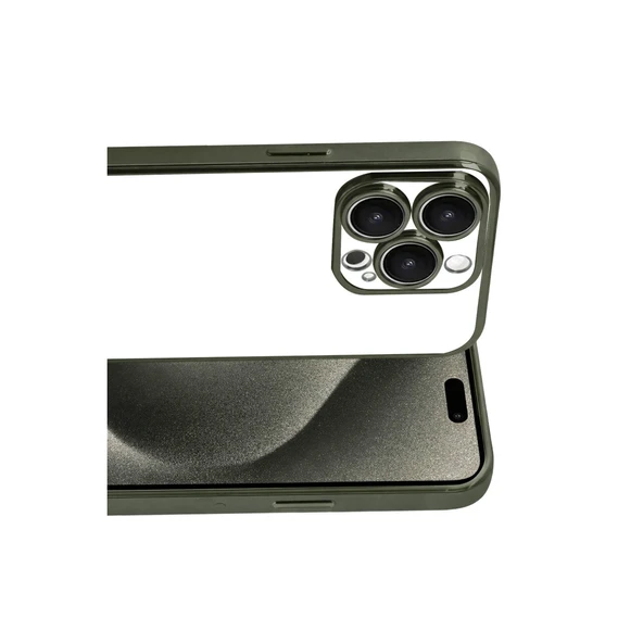 İphone 15 Pro Max Lensli Silikon - Yeşil - Resim 2