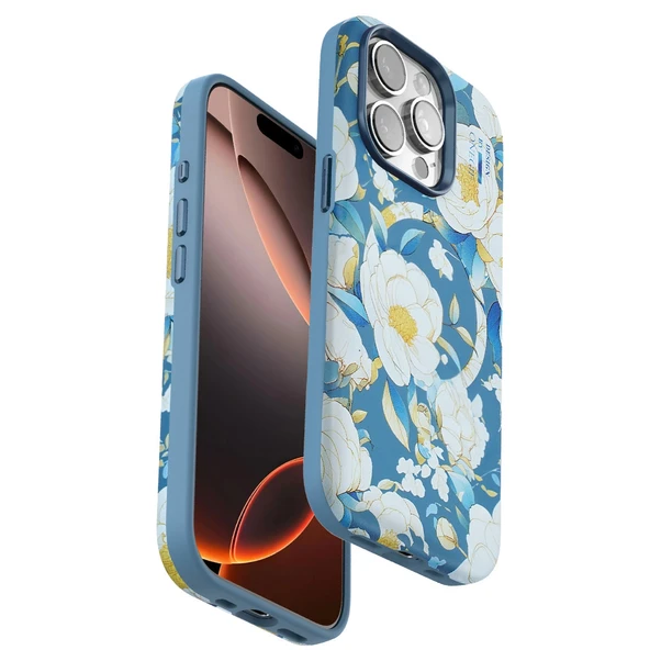 Onegif İphone 15 Pro Max Flower Series Magsafe Kapak - Mavi ürün görseli 1