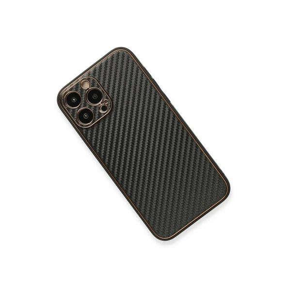 İphone 13 Pro Max Kılıf Coco Karbon Silikon - Siyah - Resim 3