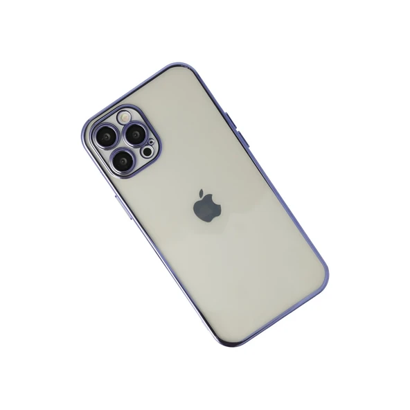 İphone 12 Pro Max Kılıf Lensli Silikon - Mor - Resim 2