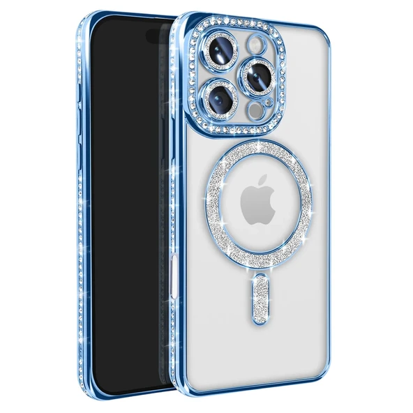 İphone 16 Pro Max Kılıf Joke Simli Magneticsafe Kılıf - Mavi ürün görseli 1