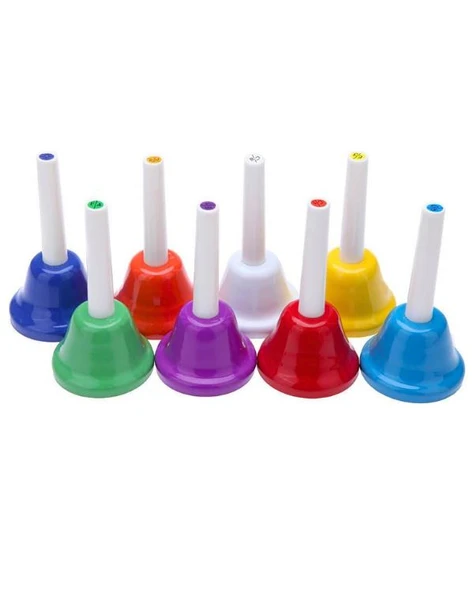 Temel Renkli El Zili Seti 8li Ritim ve Perküsyon Aleti 13.5 cm BY11-5 ürün görseli 1