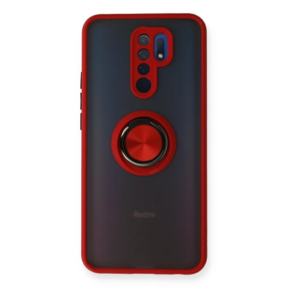 Redmi 9 Kılıf Montreal Yüzüklü Silikon Kapak - Kırmızı ürün görseli 1