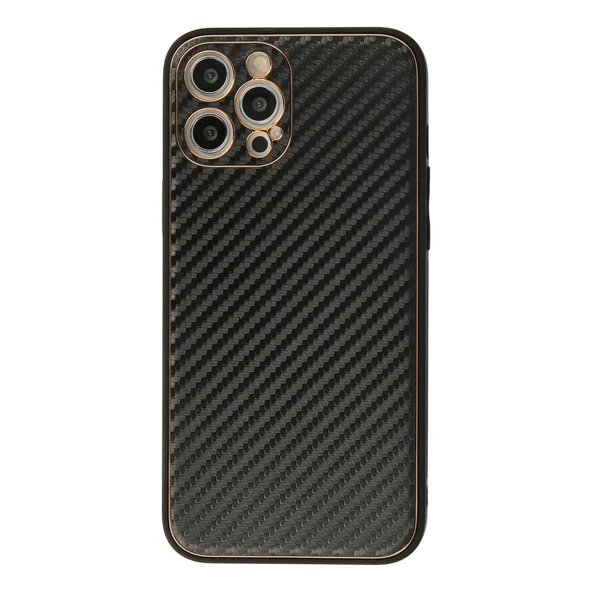 İphone 12 Pro Max Kılıf Coco Karbon Silikon - Siyah ürün görseli 1