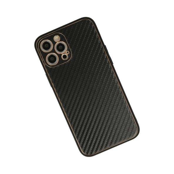 İphone 12 Pro Max Kılıf Coco Karbon Silikon - Siyah - Resim 3
