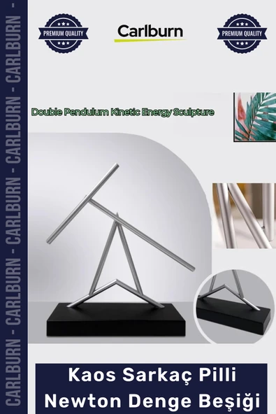 Özel Üretim Modern Ofis Dekorasyon Kinetik Sanat Heykeli 40 cm Kaos Sarkaç Pilli Newton Denge Beşiği ürün görseli 1