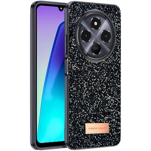 Onegif Redmi 14c Bright Simli Kapak - Siyah ürün görseli 1