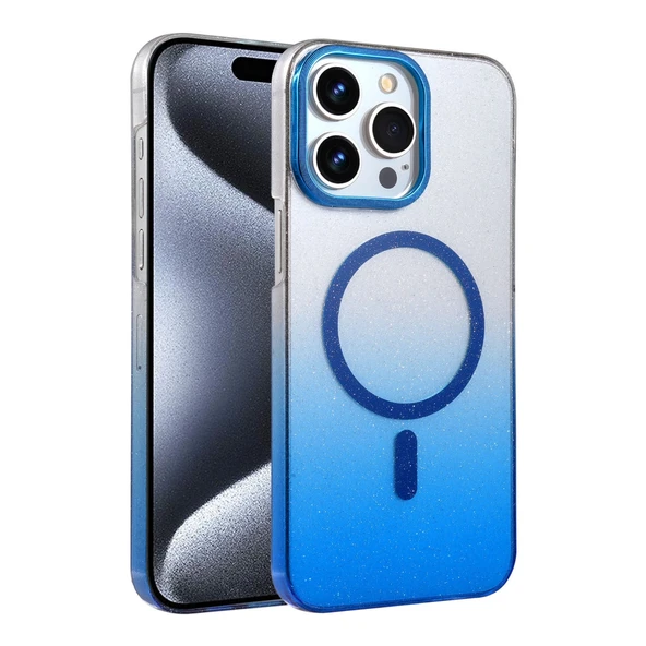 İphone 15 Pro Max Glossy Magsafe Kapak - Mavi ürün görseli 1