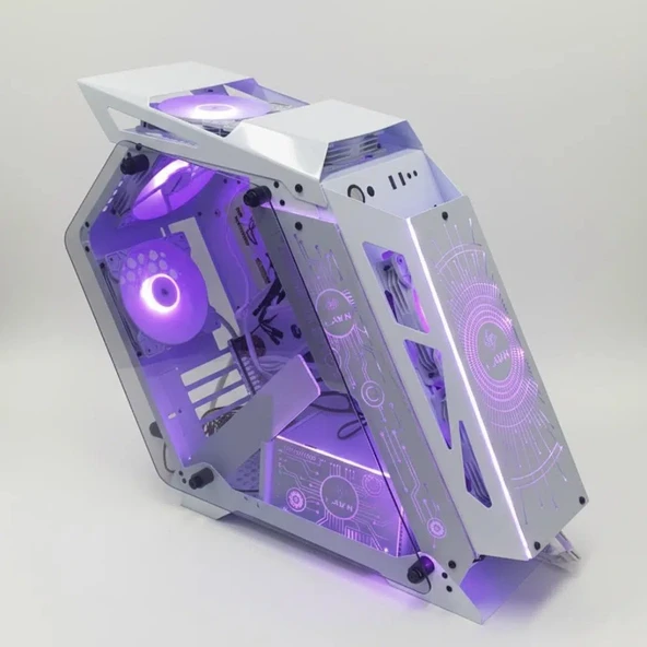 DARYUN Razon 6x 120MM Argb Fanlı Robotik Beyaz Gaming Bilgisayar Kasası ürün görseli 1