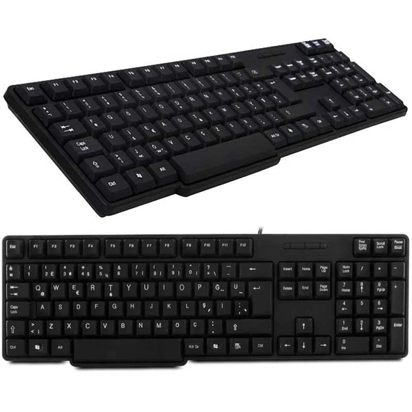 Everest Kb-517u Si̇yah 2mt Bakir Kablolu Usb Q Standart Klavye ürün görseli 1