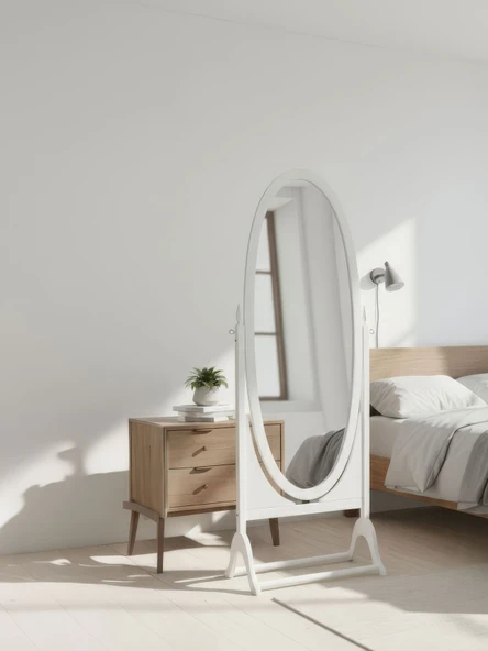 Rivoli Ayaklı Ahşap Oval Boy Aynası 50x160 ürün görseli 1