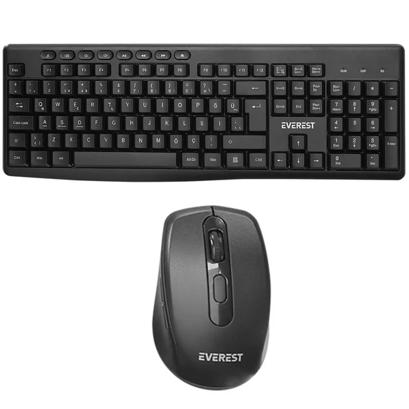 EVEREST KM-719 SİYAH İKİSİ BİR ARADA 2 IN 1 KABLOSUZ Q MULTİMEDİA KLAVYE + MOUSE SET ürün görseli 1