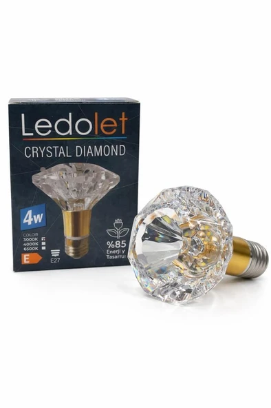 Ledolet 4W Kristal Diamond Led Ampul Sarı Işık 3000K - E27 Dekoratif Led Lamba ürün görseli 1