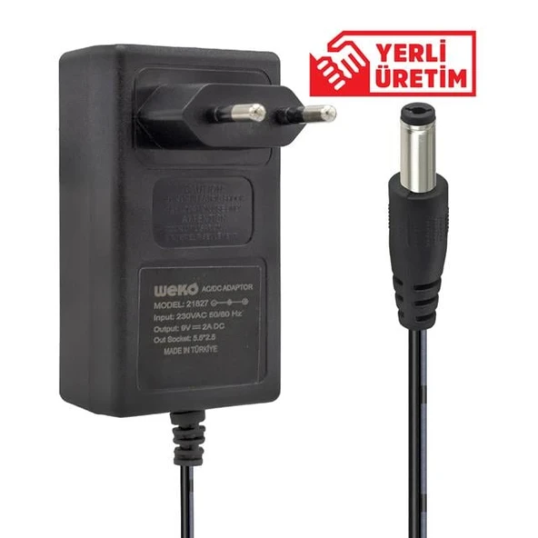 Weko 9 Volt 2 Amper Priz Tipi Plastik Kasa Adaptör 5.5*2.5 Uç ürün görseli 1